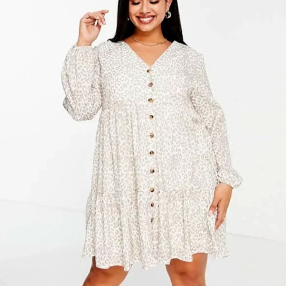 In The Style Plus Women's Jac Jossa Long Sleeve Button Down Mini Dress